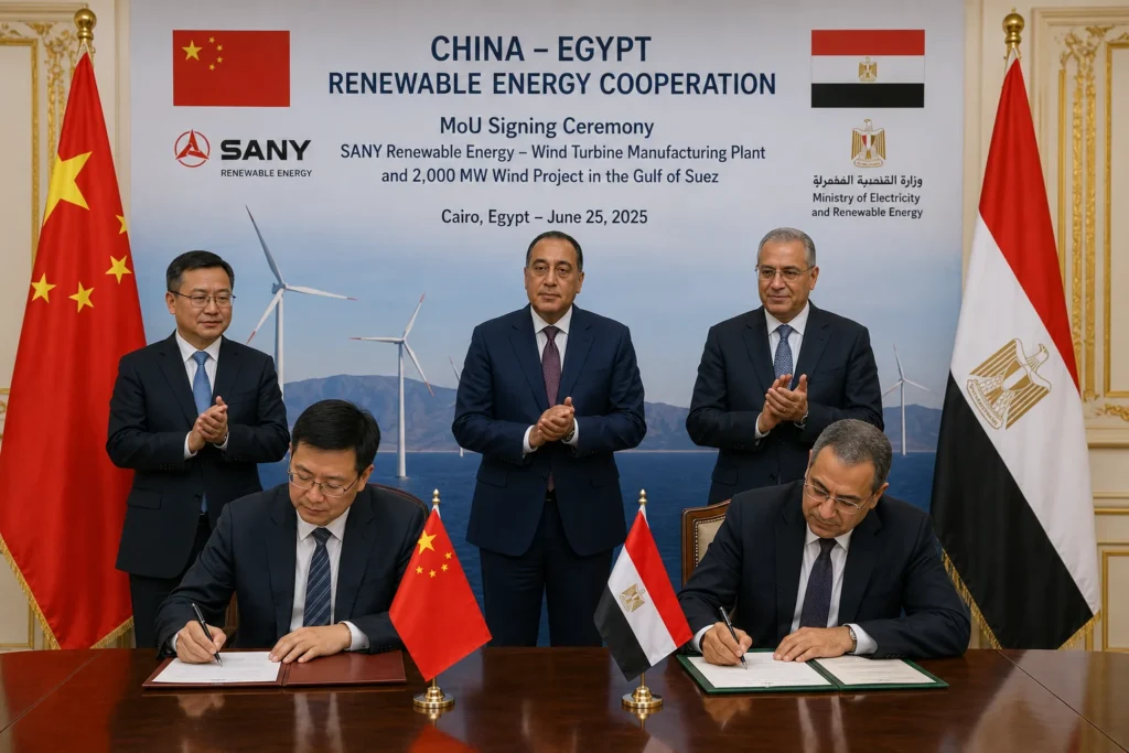 China's SANY to build Egypt's first wind turbine plant, 2,000-MW wind project